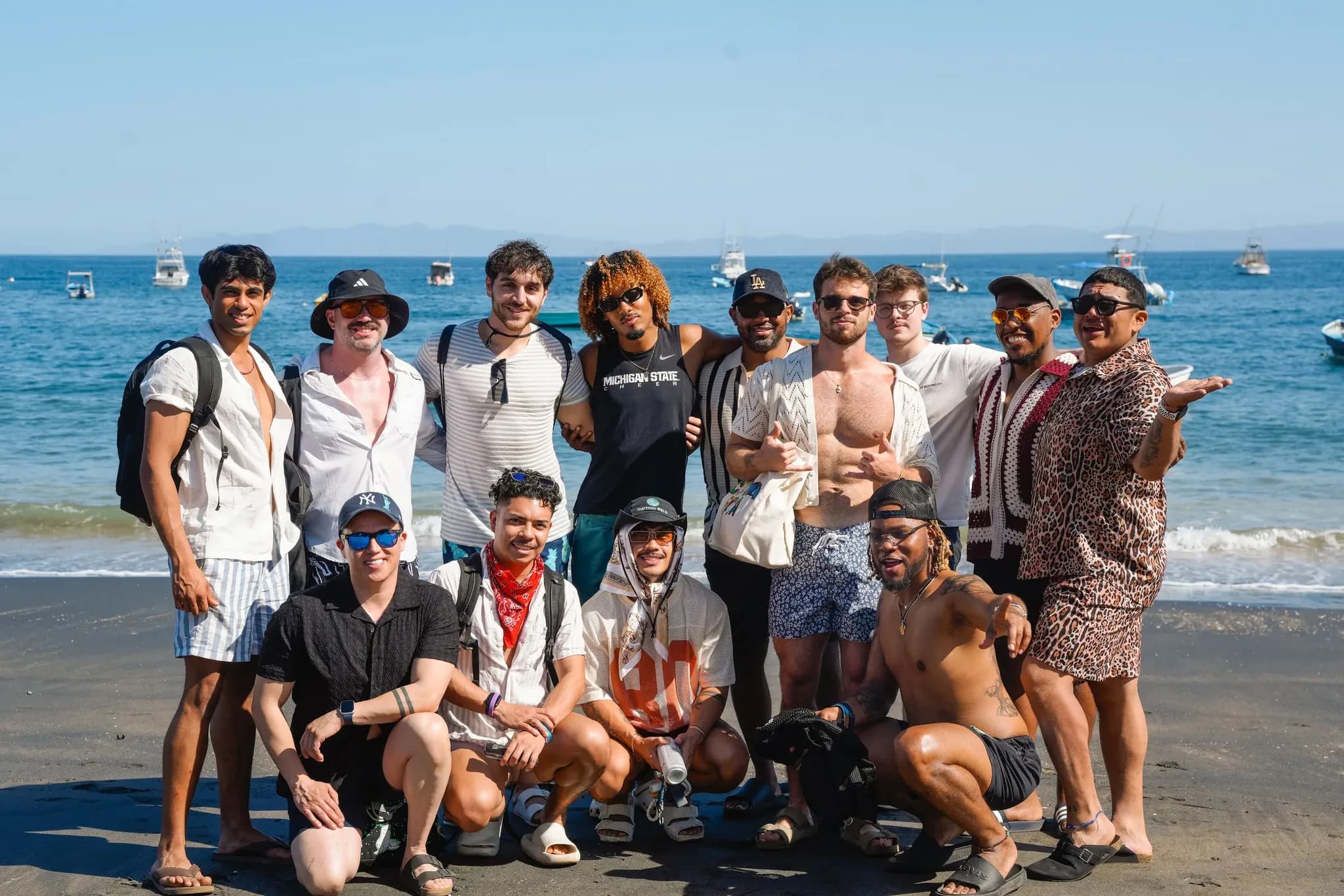 The group down on the beach