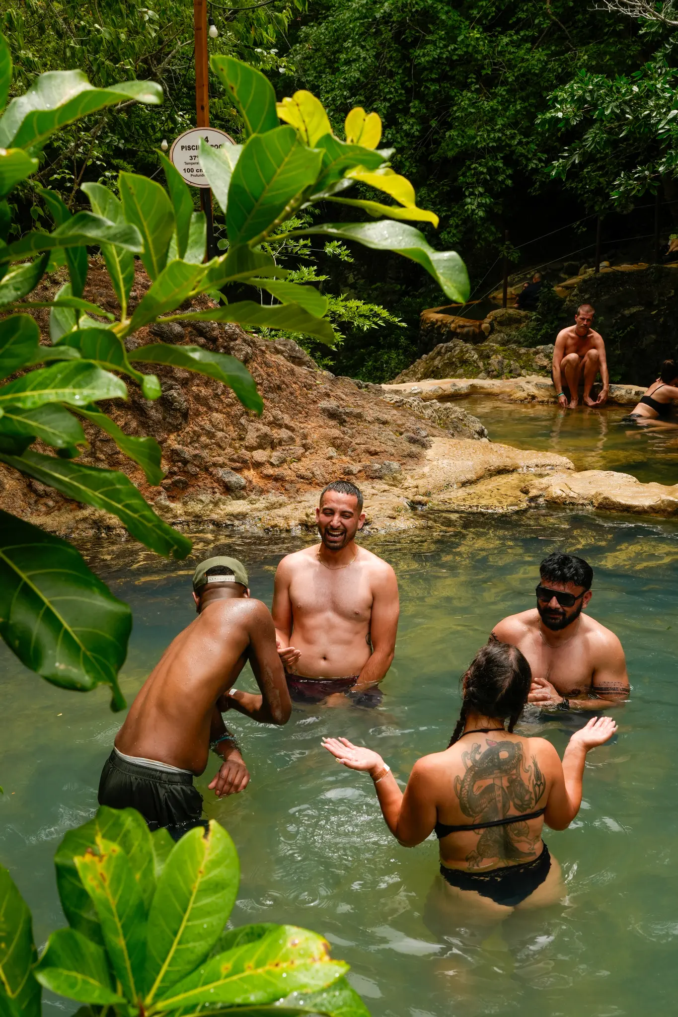 Soaking in the hot springs