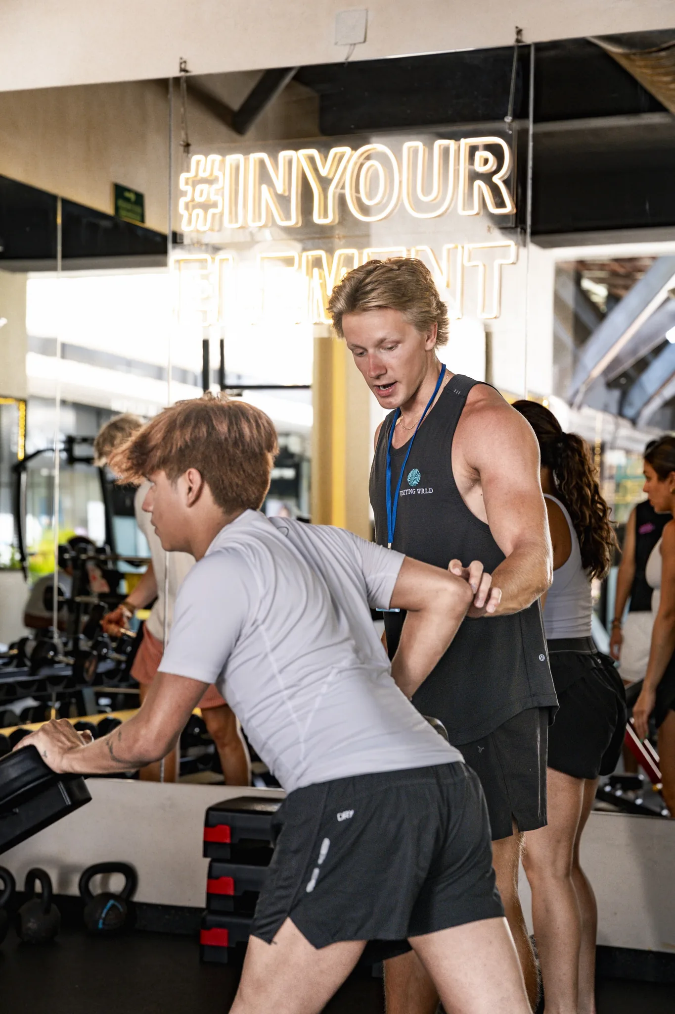 Hands-on coaching during a gym session