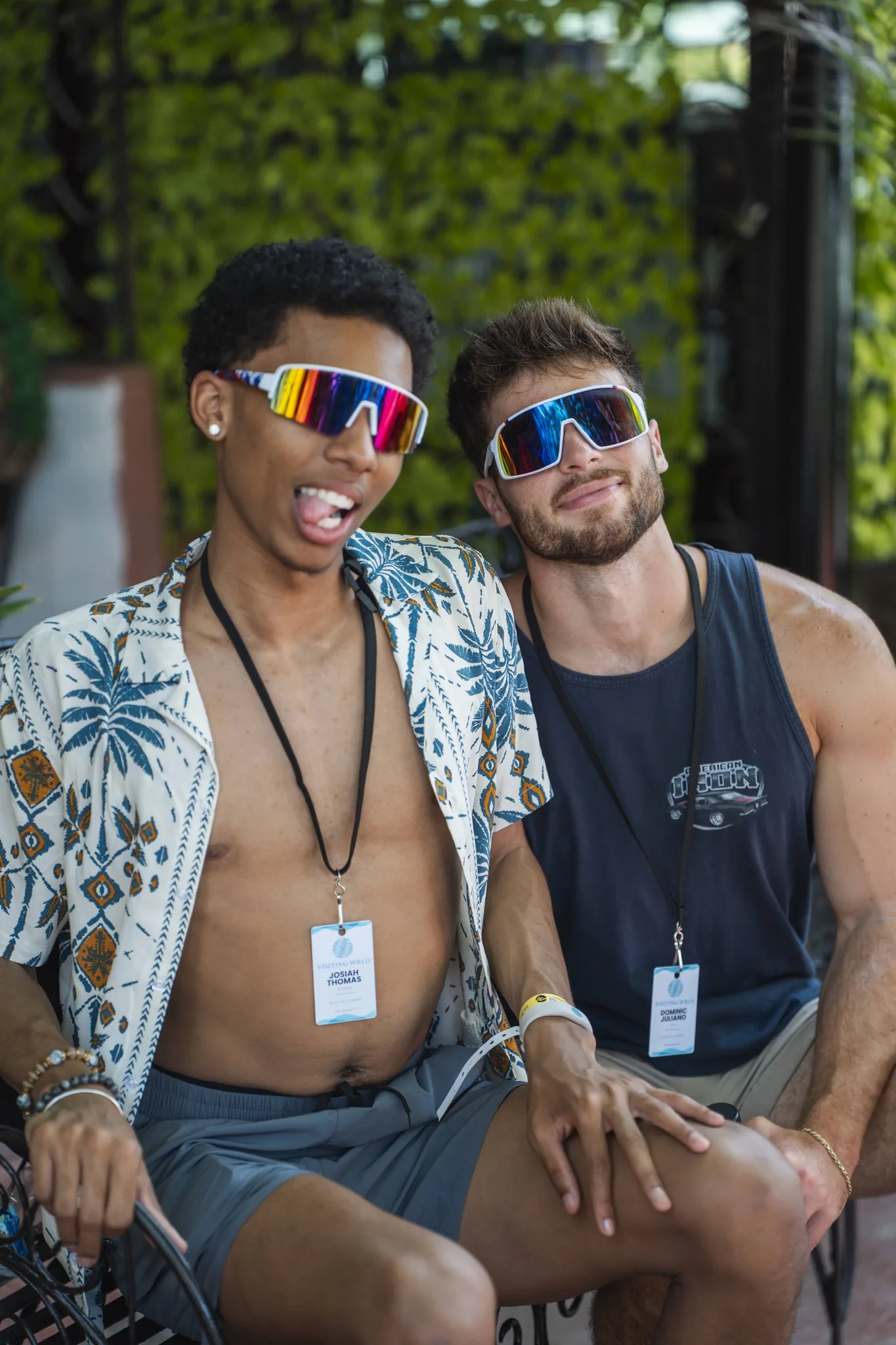 Two retreaters goofing off between activities