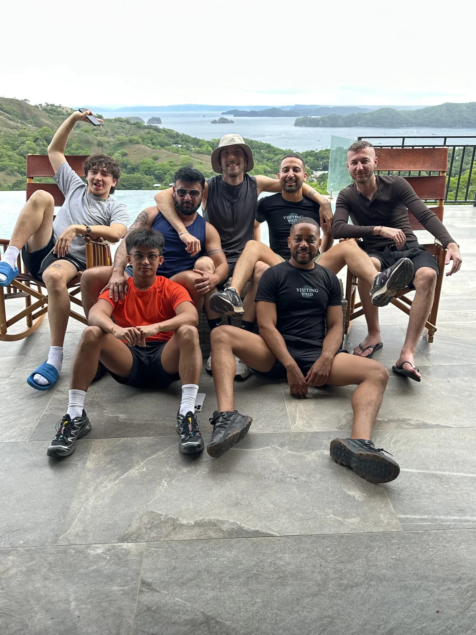 The crew up on the roof deck