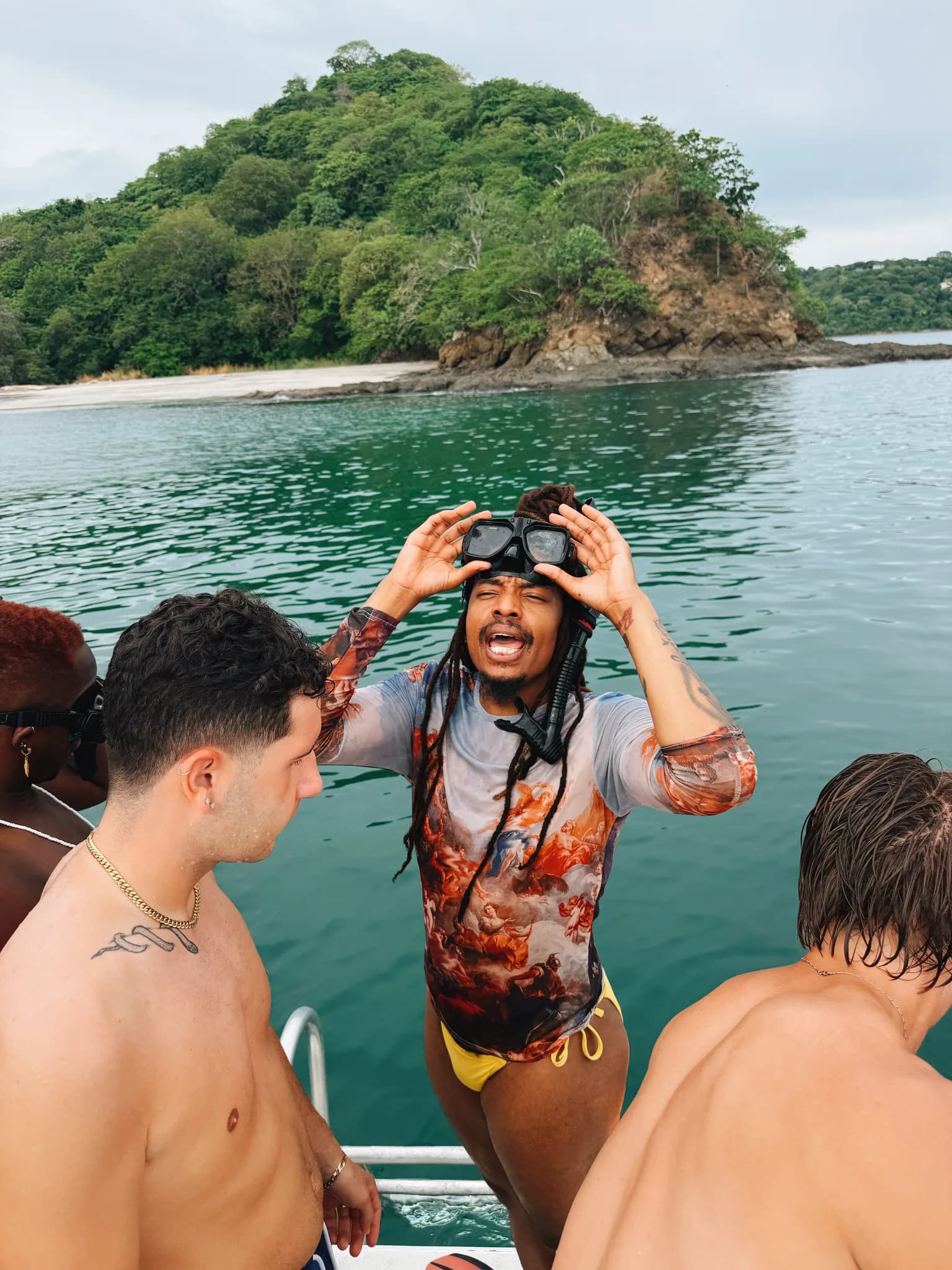 Goofing off between snorkel stops