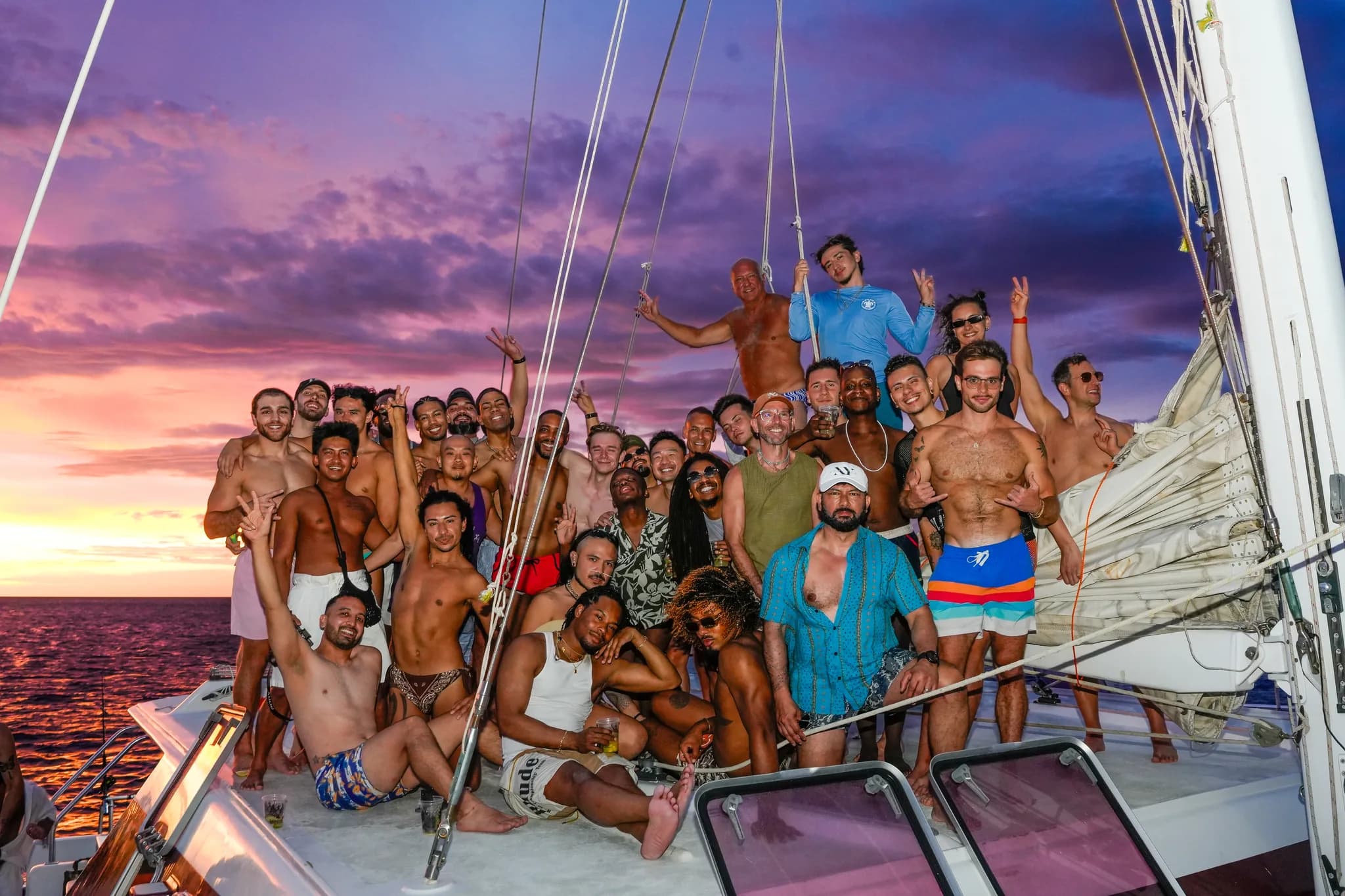 The whole retreat at the sunset sail