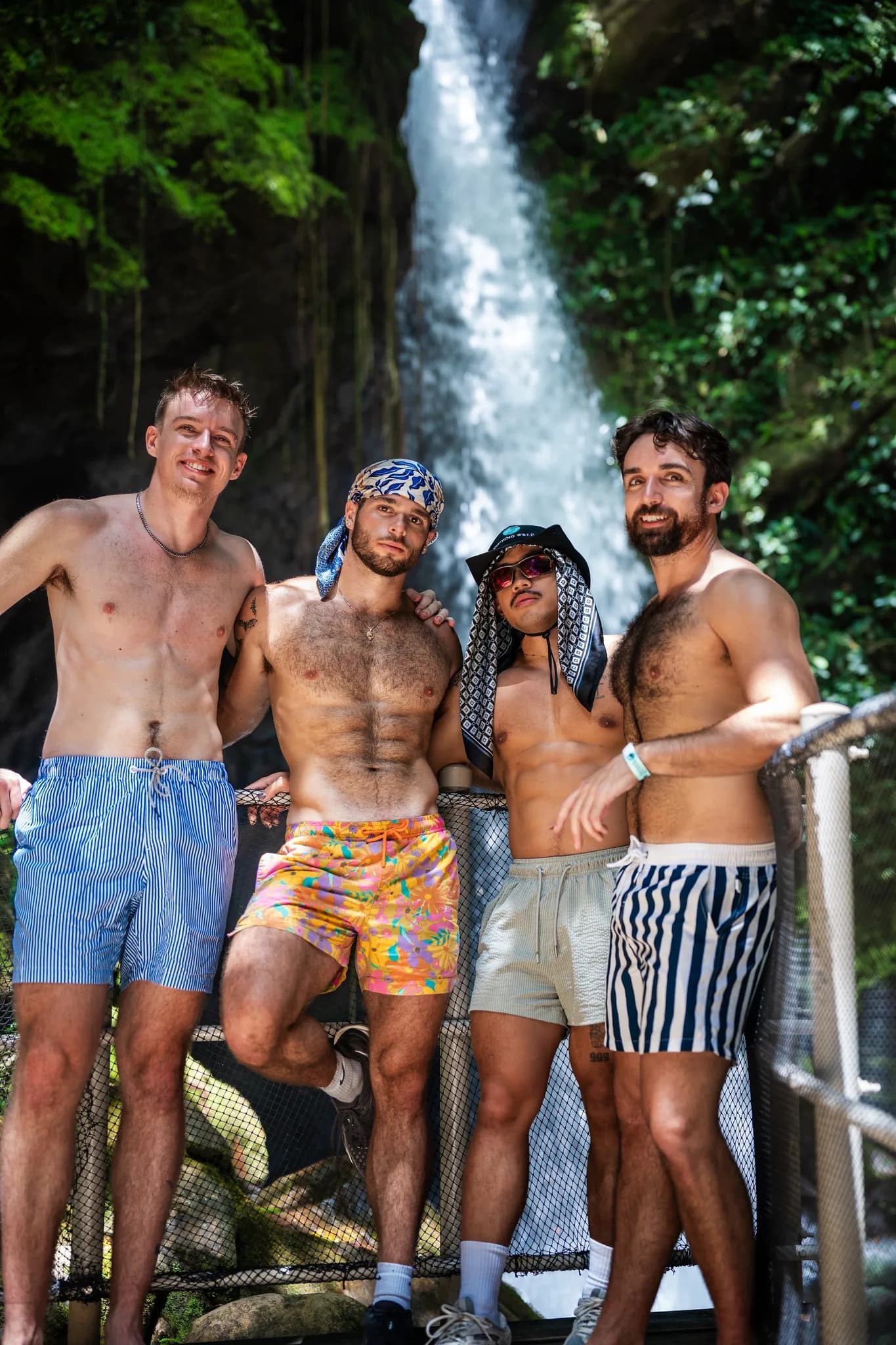 Friends in front of the waterfall on excursion day