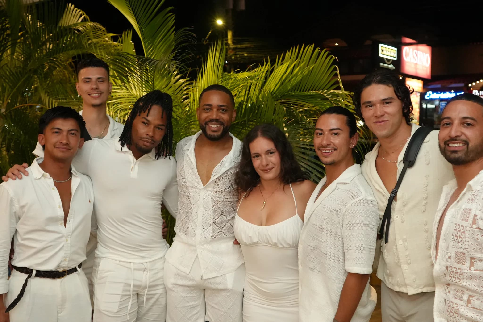 Everyone in white for dinner night