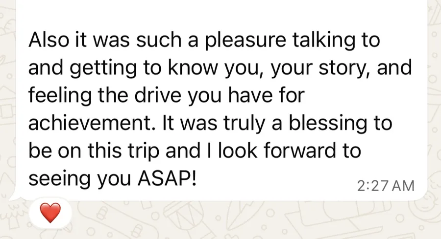 Text from a retreater after getting to know the team