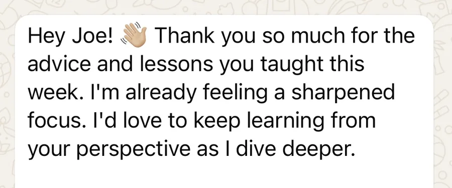 Text from a retreater about sharpened focus after the week