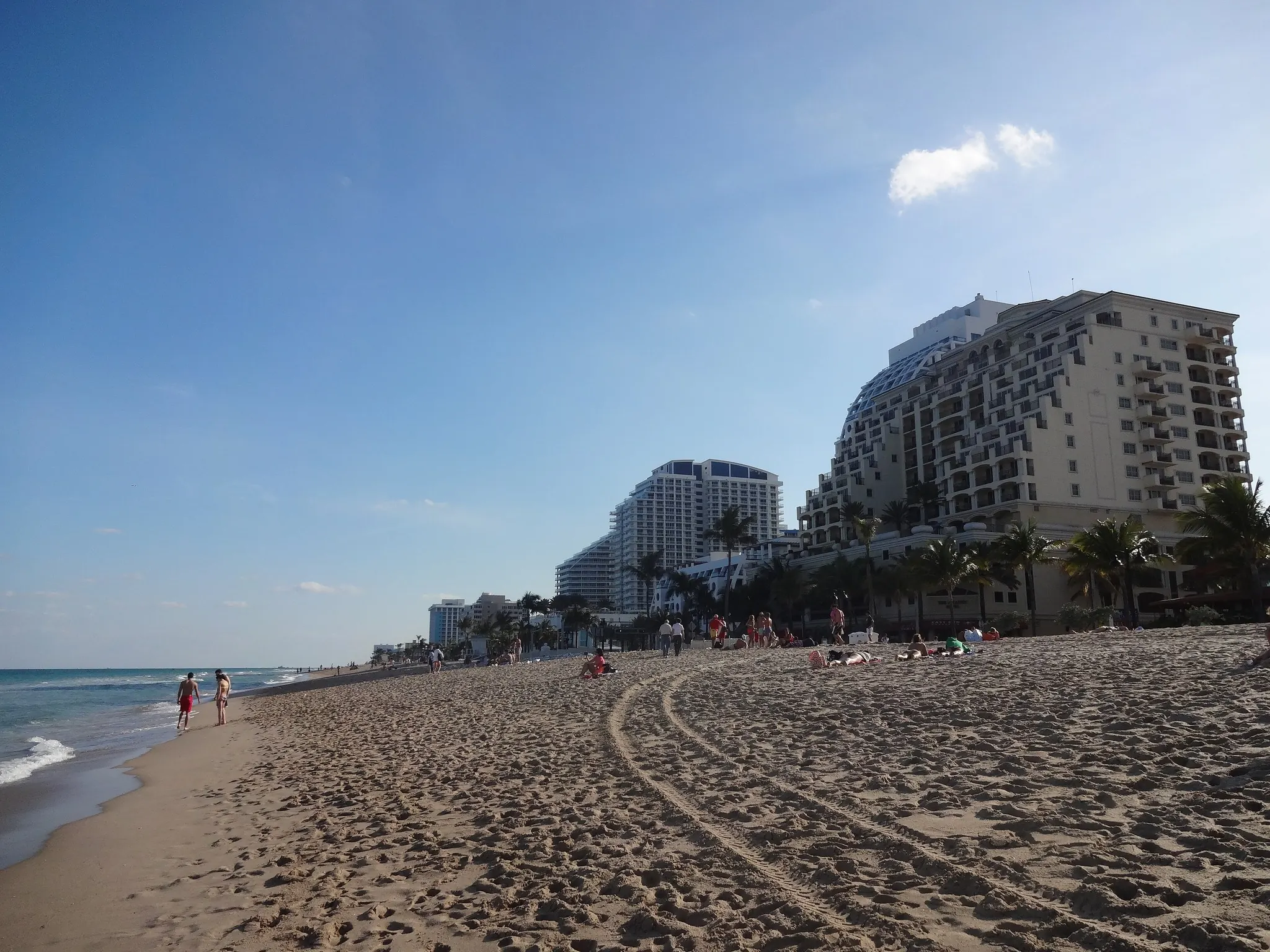 Fort Lauderdale Beach with beachfront hotel towers on a clear day
