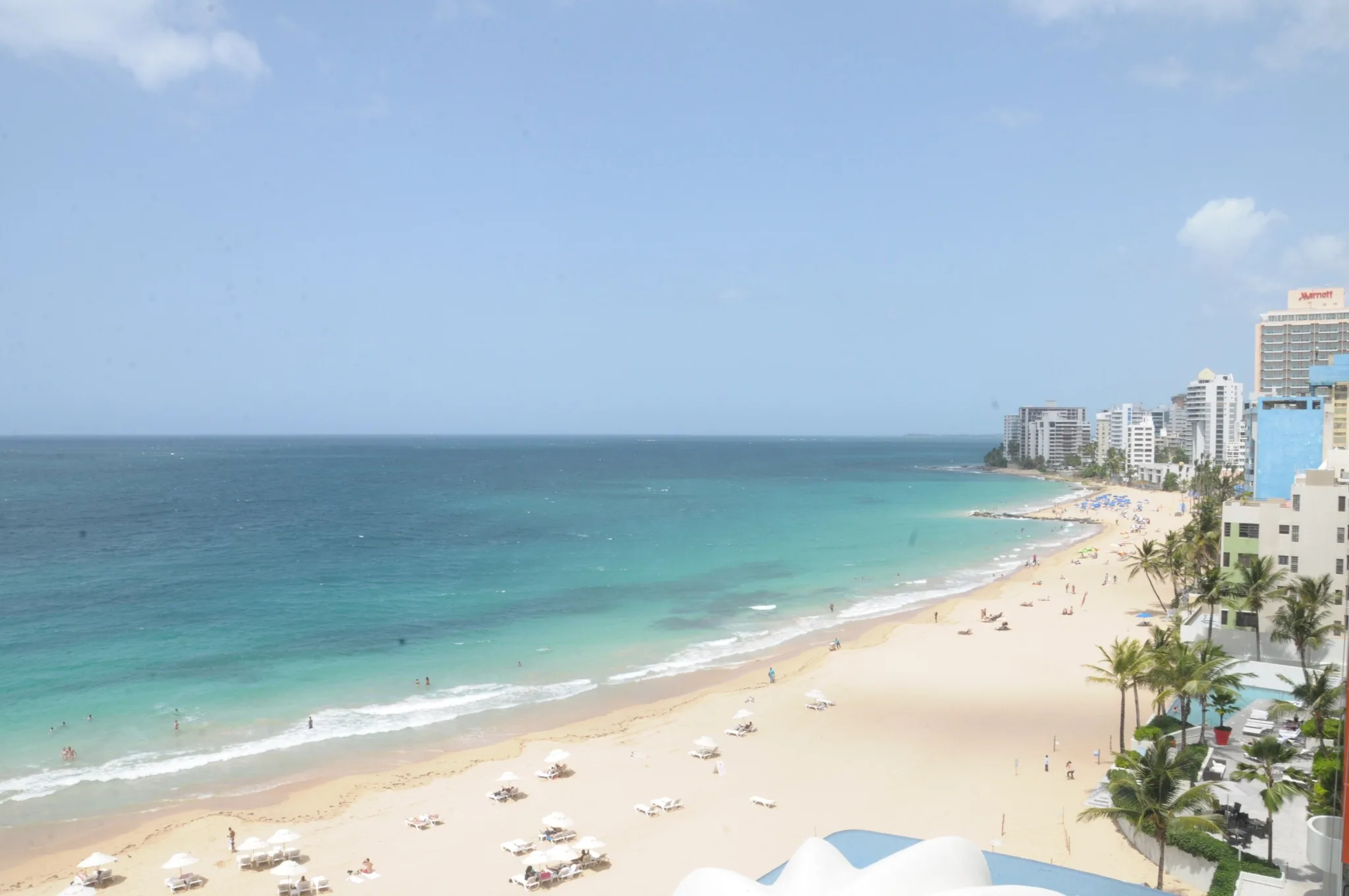 Condado Beach with the line of beachfront hotels in San Juan, Puerto Rico